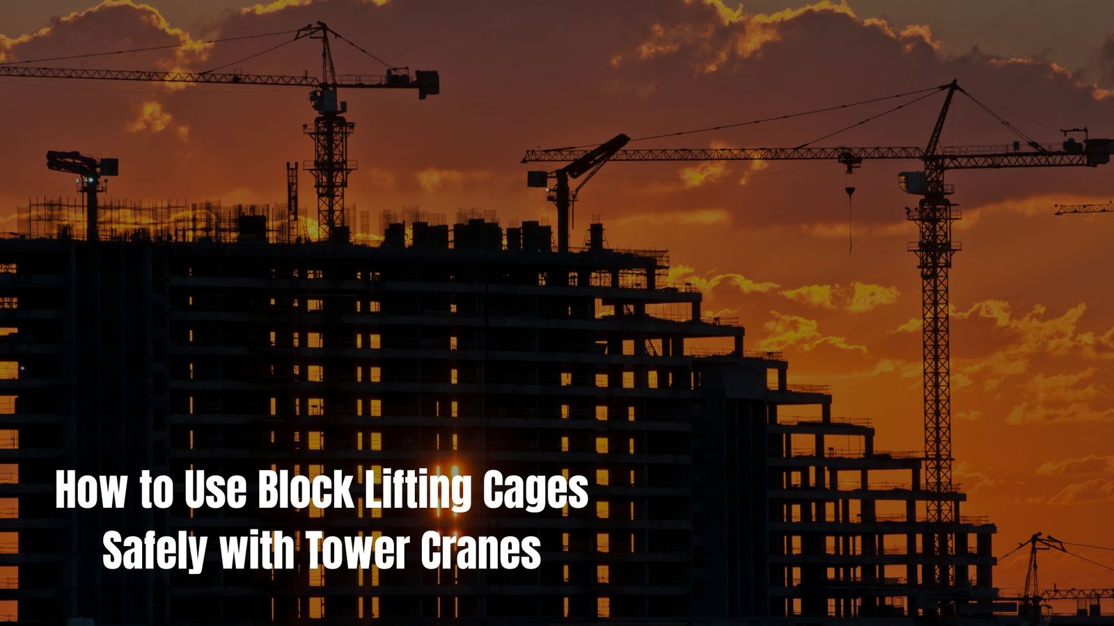 Safe operation of block lifting cage attached to tower crane on UAE high-rise construction site