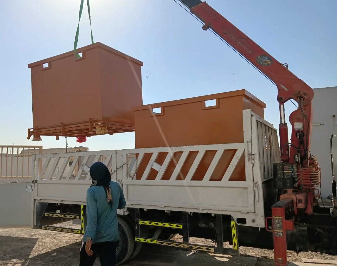 Industrial drop bottom skip fabrication project by Dar Al Fann