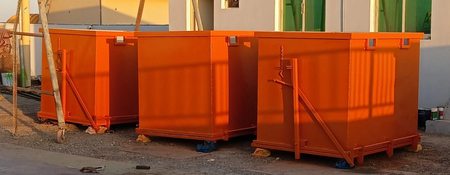 Drop bottom skip fabrication project by Dar Al Fann for industrial waste