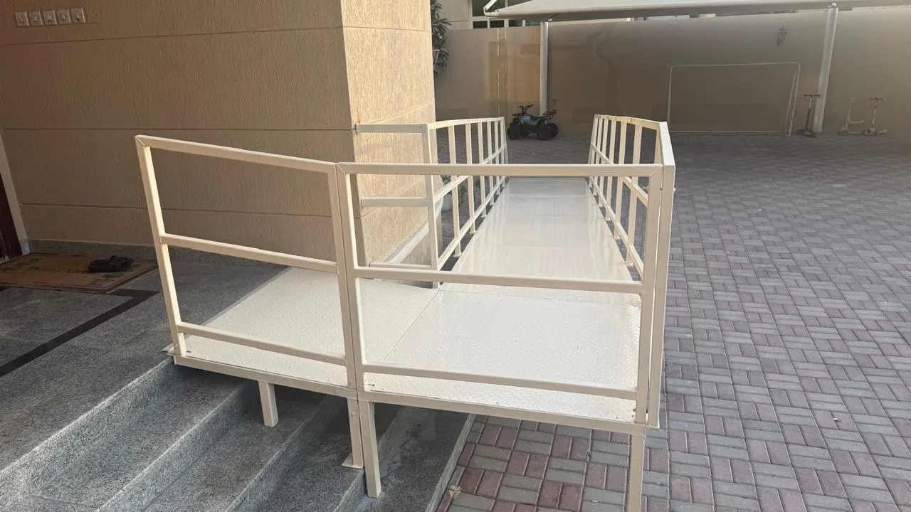 Industrial steel ramp fabricated by Dar Al Fann for material handling