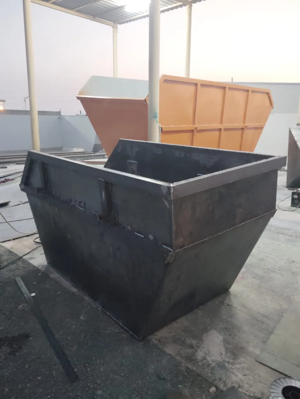 Waste skip bin fabrication project by Dar Al Fann steel fabrication